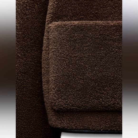 ZARA JACKET WITH FAUX SHEARLING BROWN BLACK XS SHERPA TEDDY COAT FAUX LEATHER - Picture 7 of 10